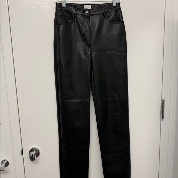 Aritzia Black Faux Leather High-Rise Pants - Picture 4 of 6